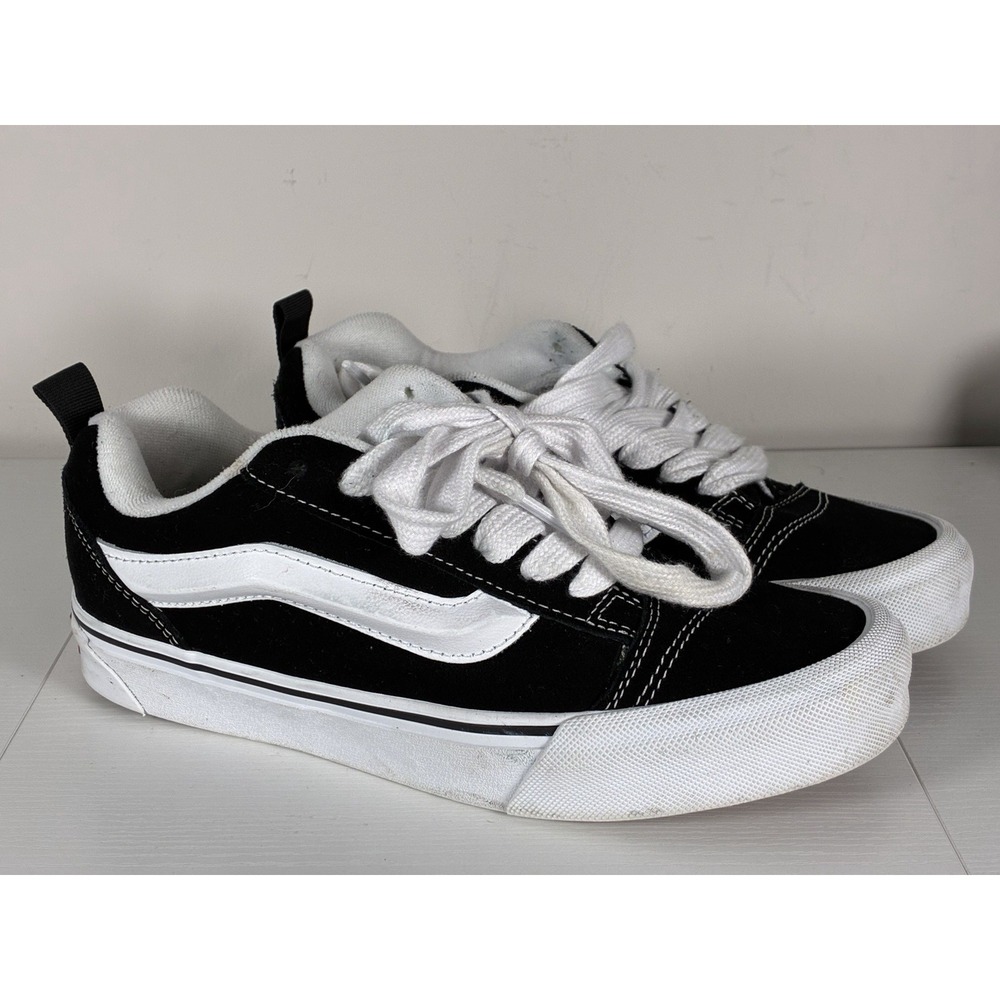 Vans Knu Skool Shoes Women's  Size 8 Black True White Skate Sneakers
